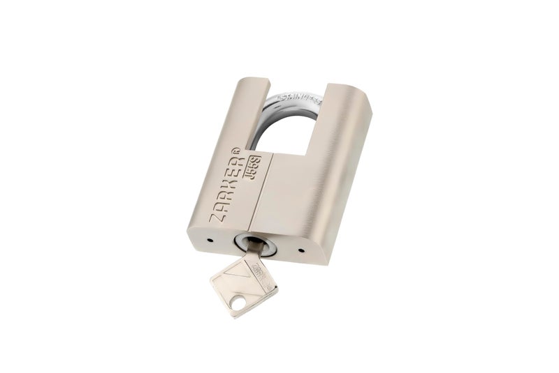 Zarker J55S keyed Padlock, Heavy Duty Stainless Steel Shackle Lock, Waterproof and Rustproof Storage, Warehouses, Garage, Outdoors, 1-Pack - Image 1